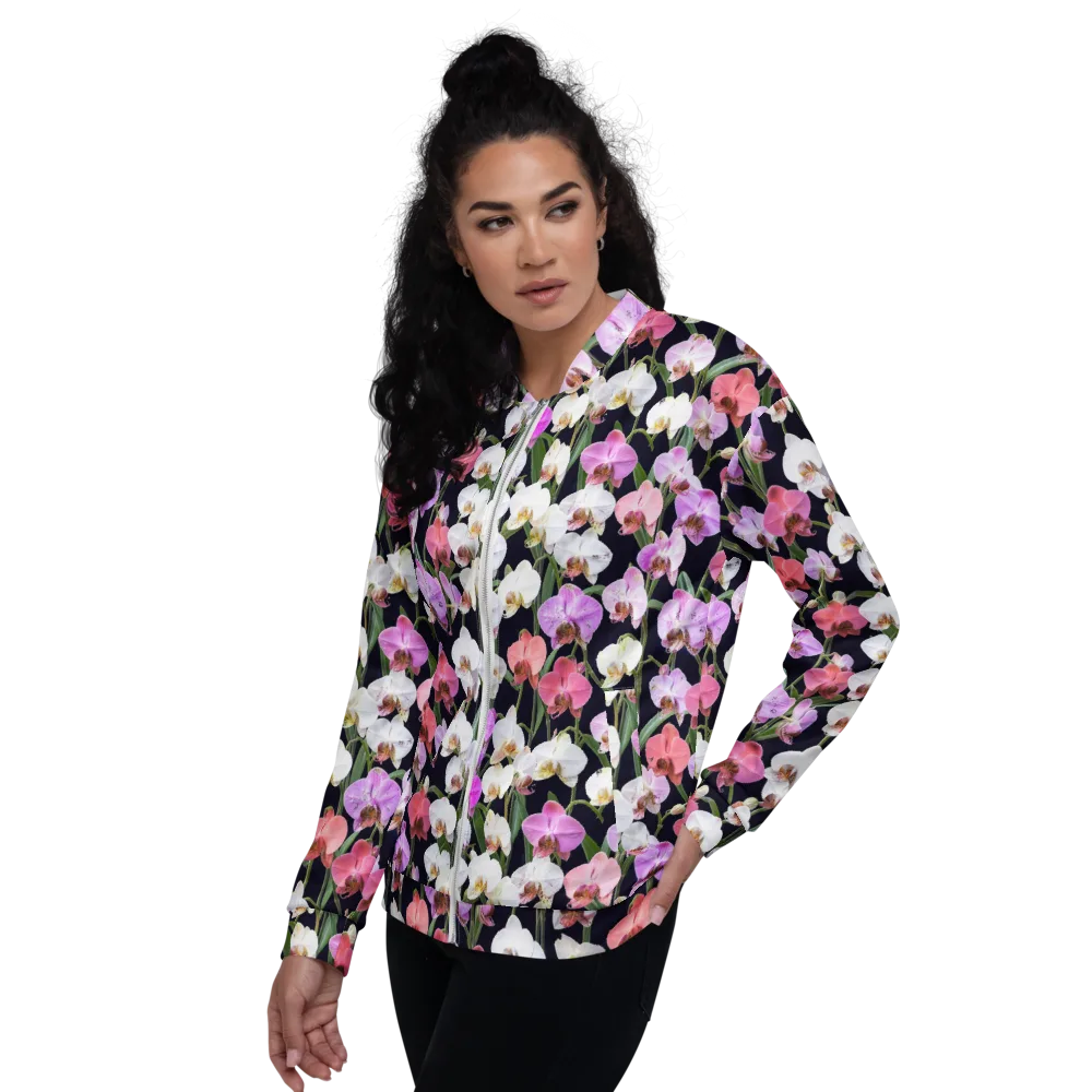 Velvet Phalaenopsis on Bomber Jacket — Left