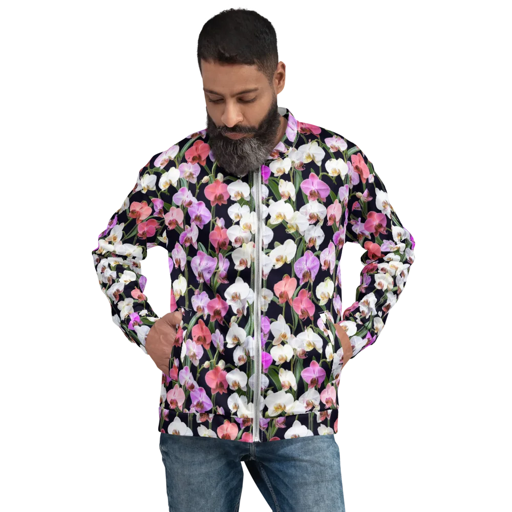 Velvet Phalaenopsis on Bomber Jacket — Front