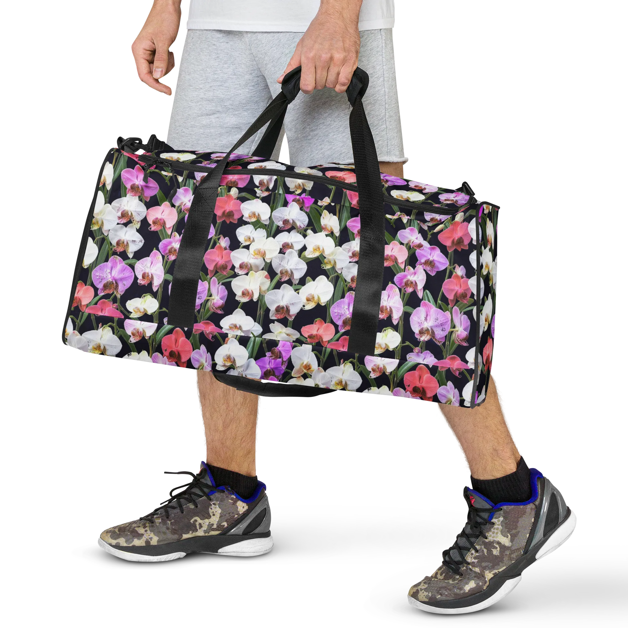 Velvet Phalaenopsis on Duffle Bag — Front