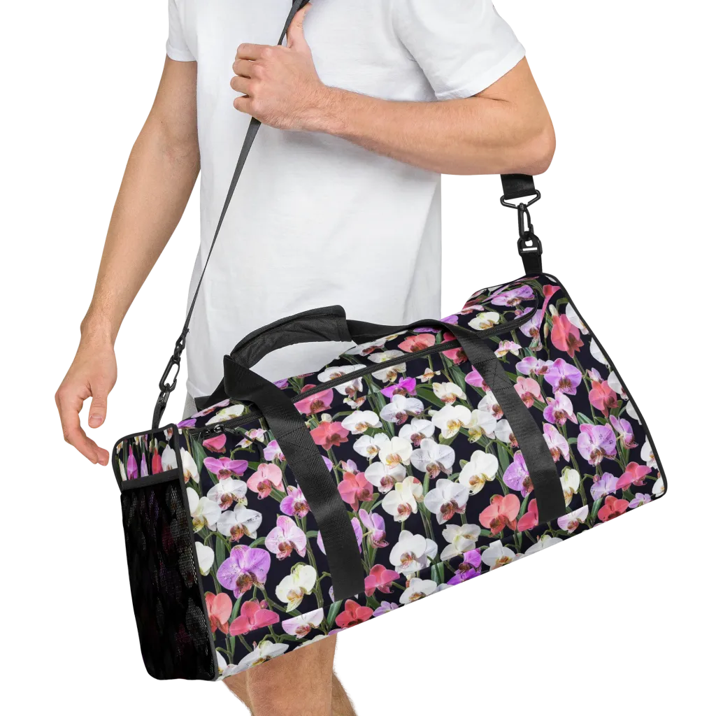 Velvet Phalaenopsis on Duffle Bag — Right Front