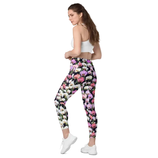 Velvet Phalaenopsis on a Leggings with Pockets
