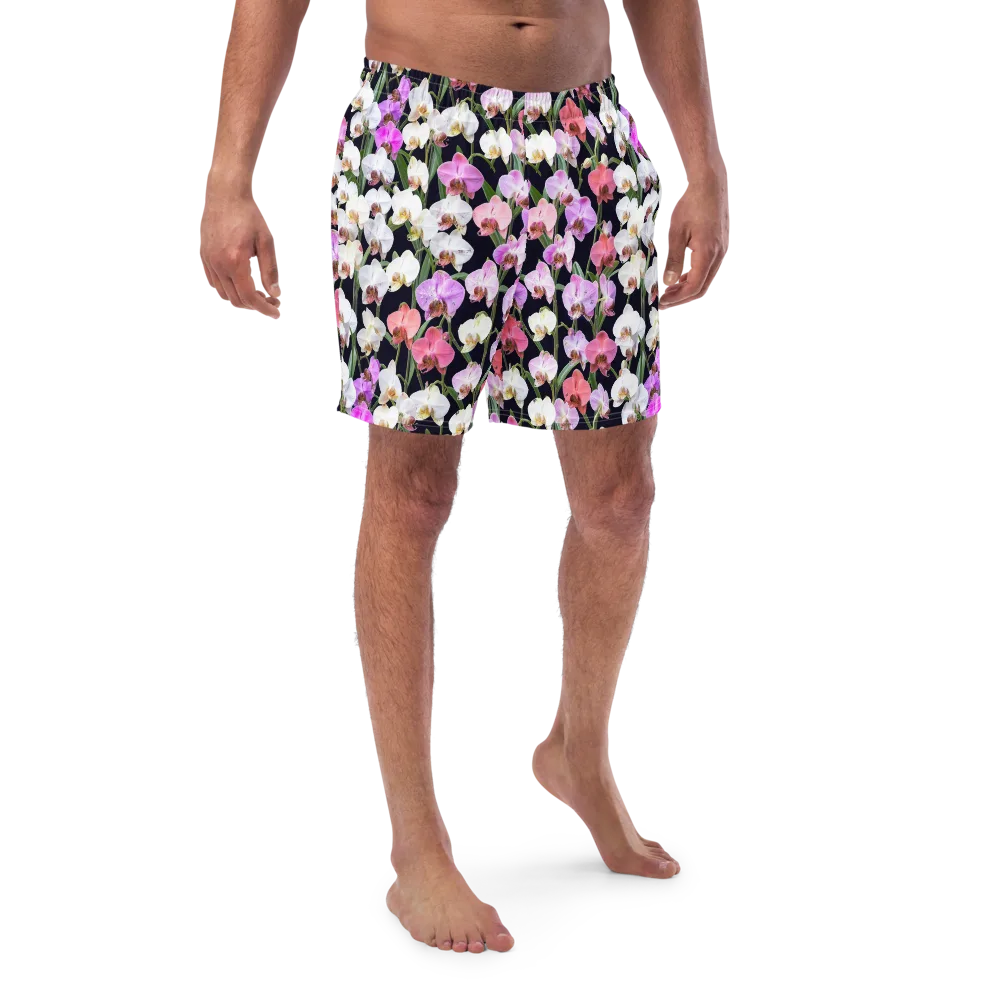 Velvet Phalaenopsis on Swim Trunks — Front
