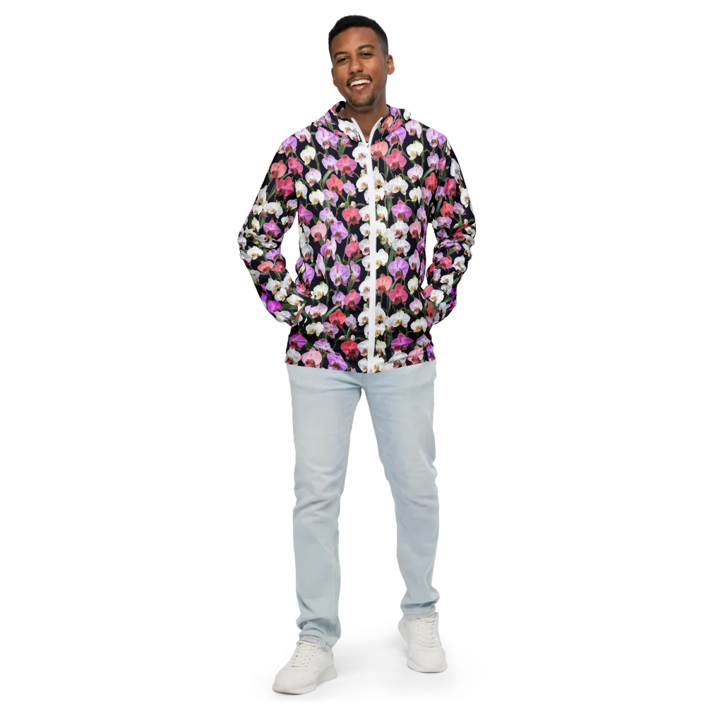 Velvet Phalaenopsis on Men's Windbreaker — Front