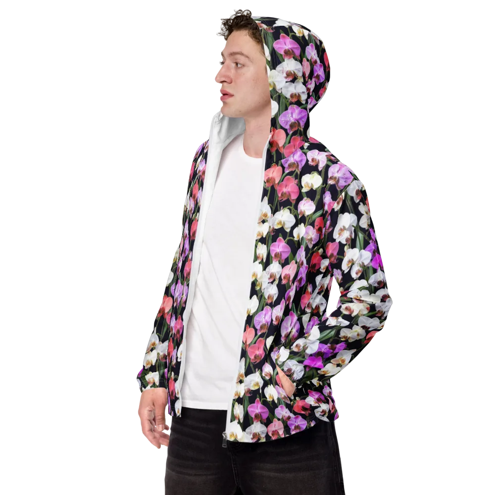 Velvet Phalaenopsis on Men's Windbreaker — Left Front