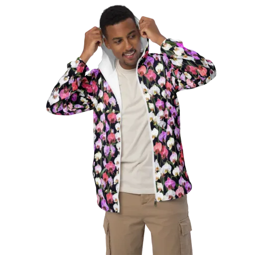 Velvet Phalaenopsis on a Men's Windbreaker