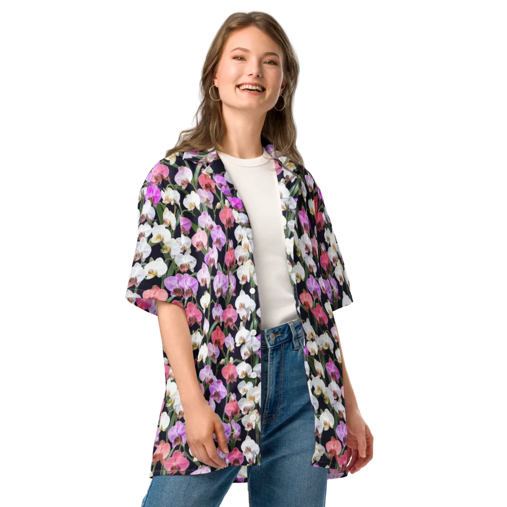 Velvet Phalaenopsis on Button Shirt — Front