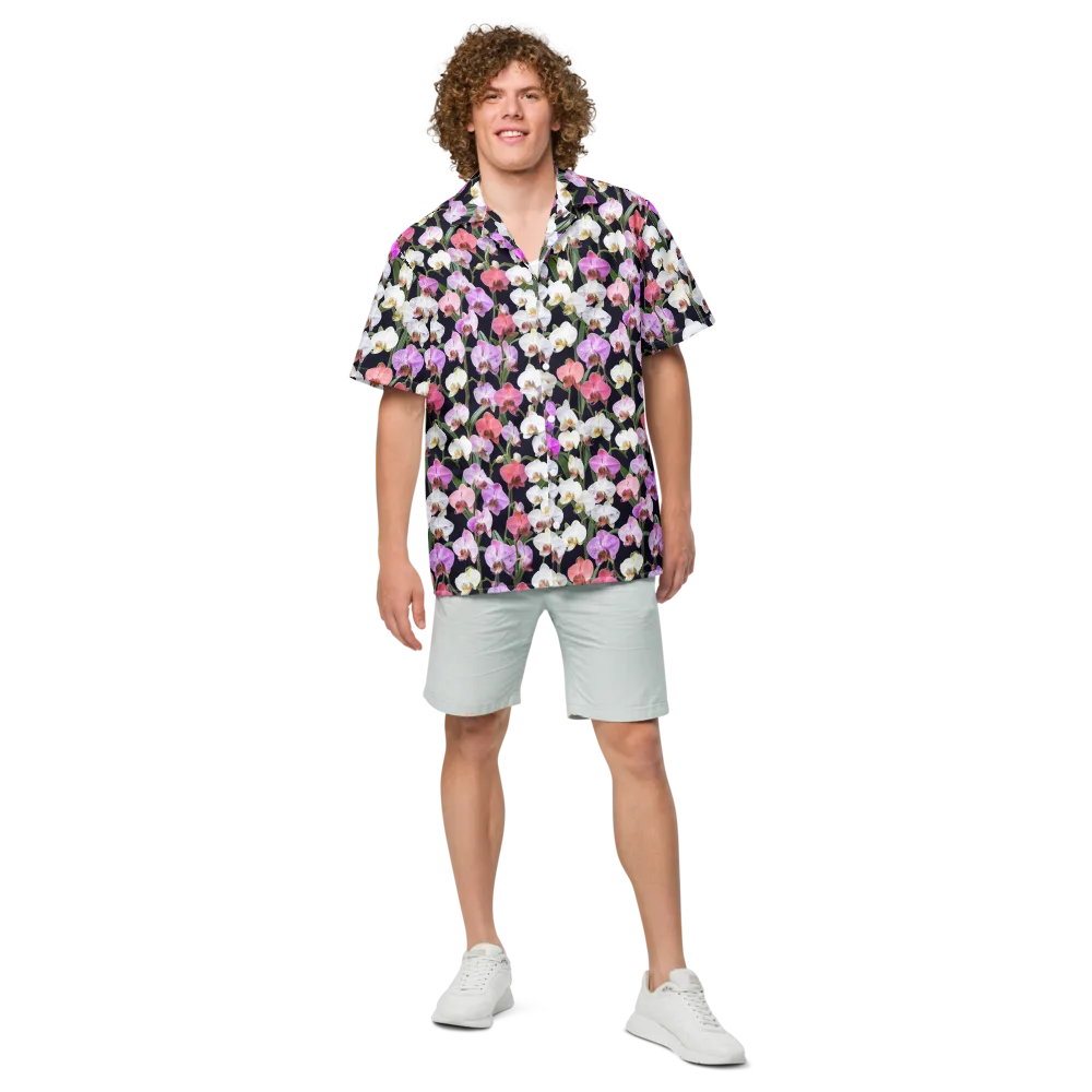 Velvet Phalaenopsis on Button Shirt — Front