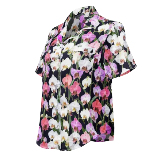 Velvet Phalaenopsis on a Women's Short Sleeve Pajama Top