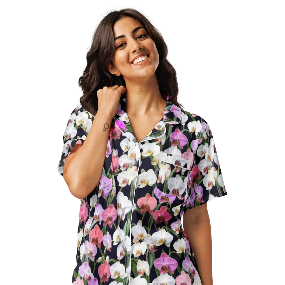 Velvet Phalaenopsis on Women's Short Sleeve Pajama Top — Front