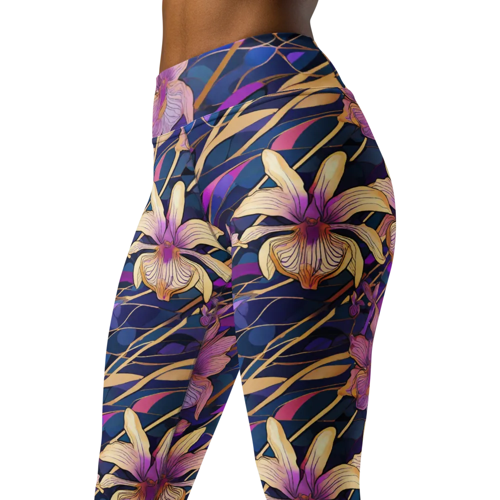 Velvet Current on Yoga Leggings — Left Front