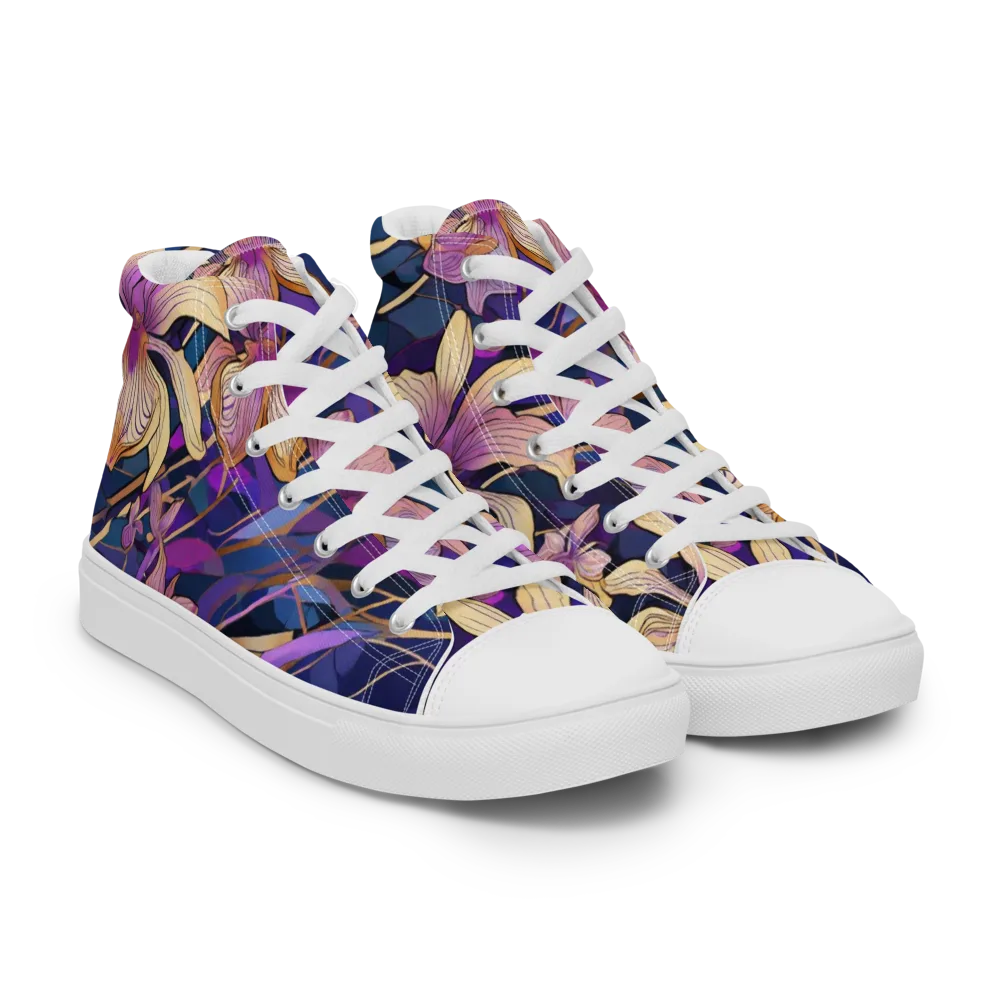 Velvet Current on Men's High Top Canvas Shoes — Right Front
