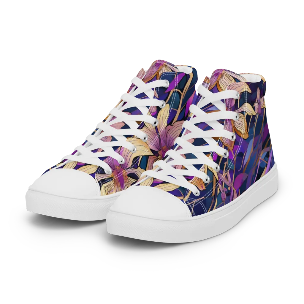 Velvet Current on Women's High Top Canvas Shoes — Left Front