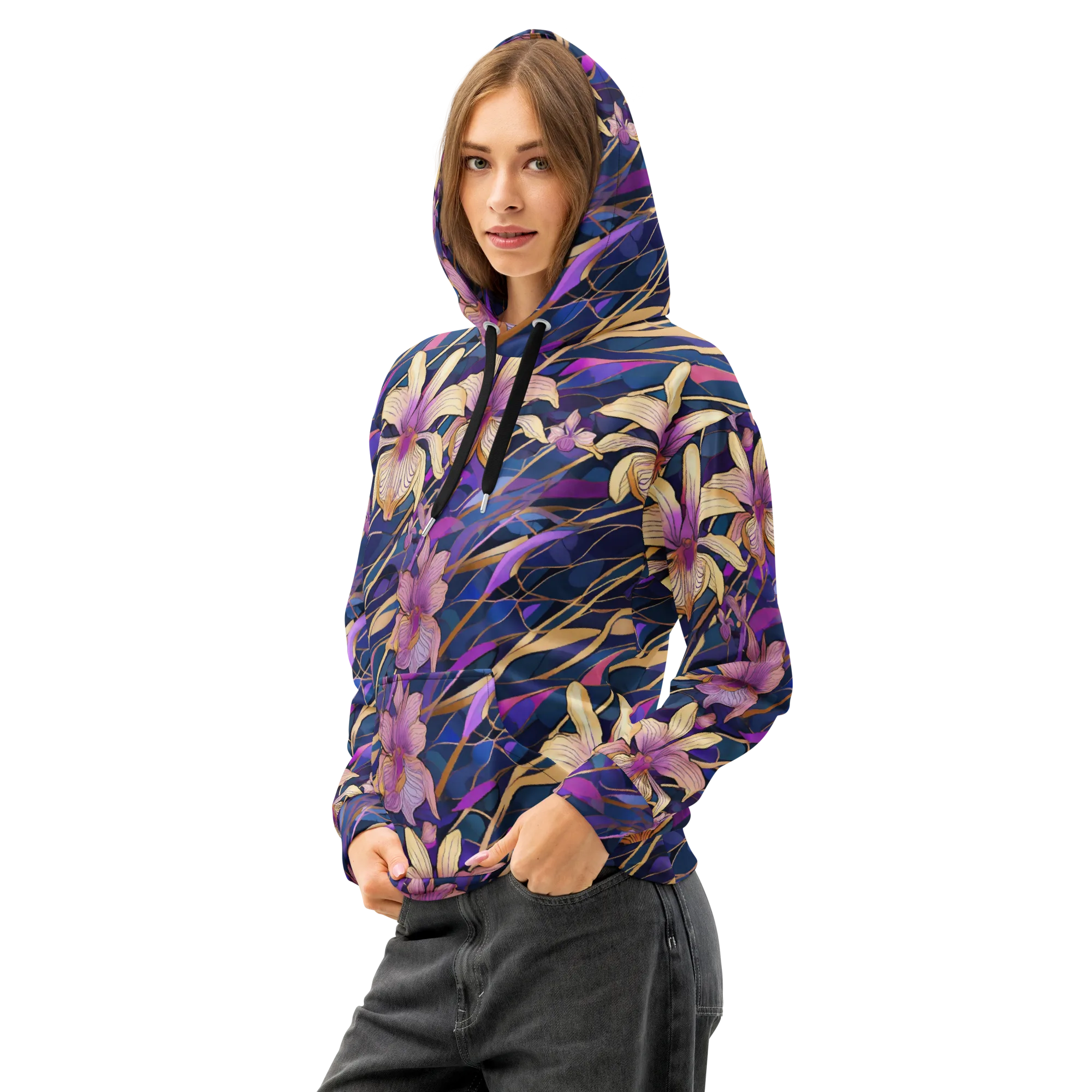Velvet Current on Cotton Hoodie — Left Front