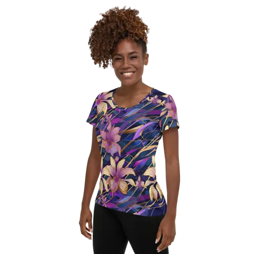 Velvet Current on a Women's Athletic T-Shirt