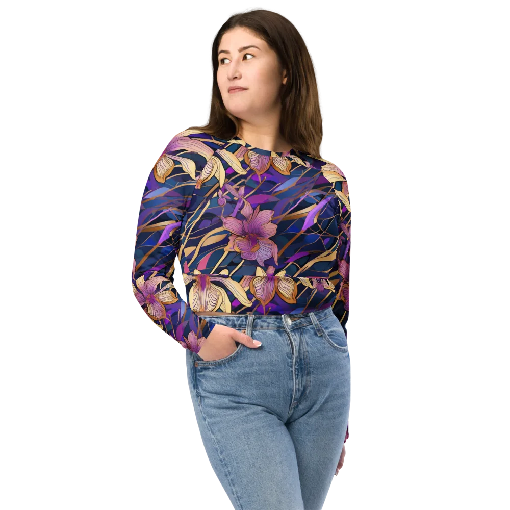 Velvet Current on Long Sleeve Crop Top — Front
