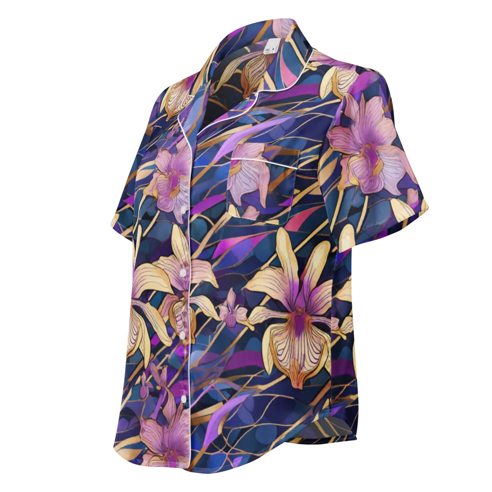 Velvet Current on Women's Short Sleeve Pajama Top — Left Front