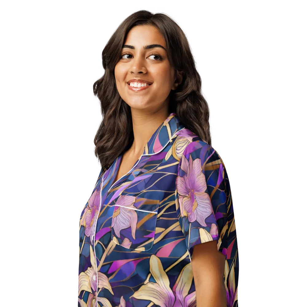 Velvet Current on Women's Short Sleeve Pajama Top — Left Front