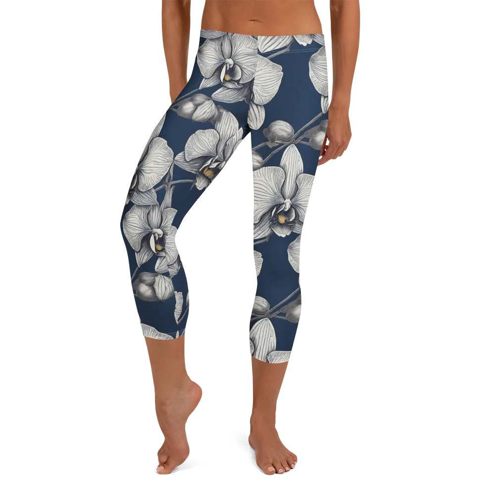 Moonlit Phalaenopsis on Capri Leggings — Front