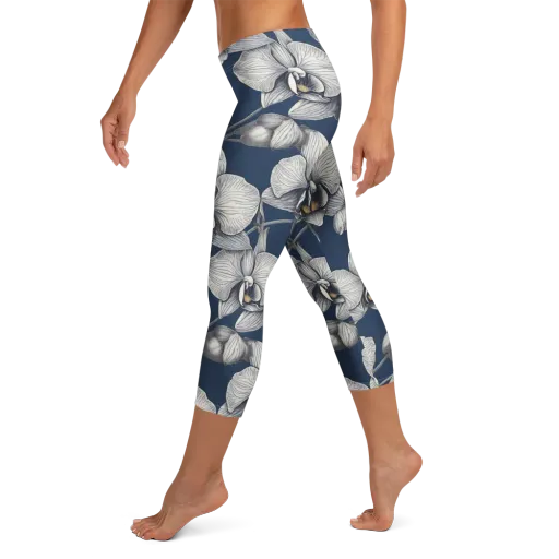 Moonlit Phalaenopsis on a Capri Leggings