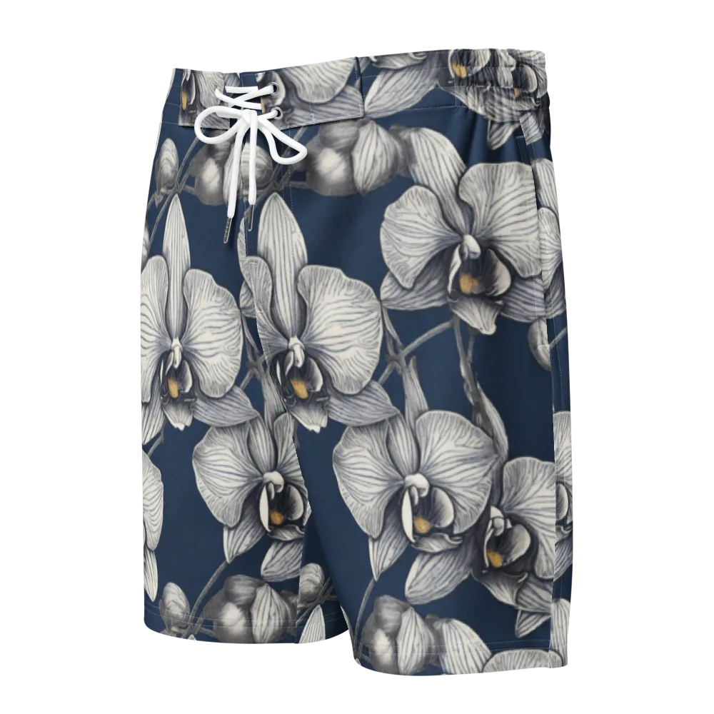 Moonlit Phalaenopsis on Men's Board Shorts — Front