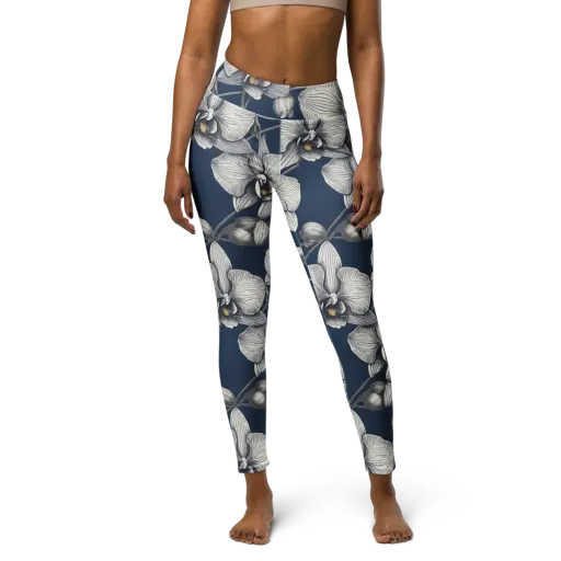 Moonlit Phalaenopsis on a Yoga Leggings