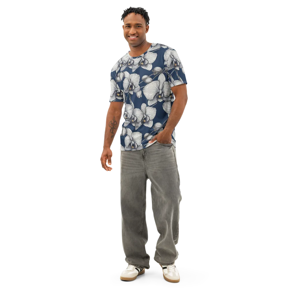Moonlit Phalaenopsis on Men's Cotton Crew Neck T-Shirt — Front