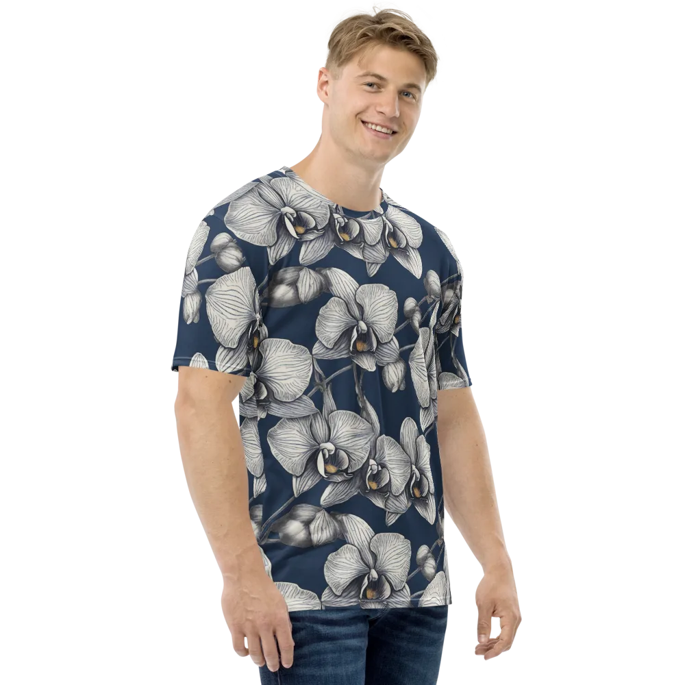 Moonlit Phalaenopsis on Men's Crew Neck T-Shirt — Right