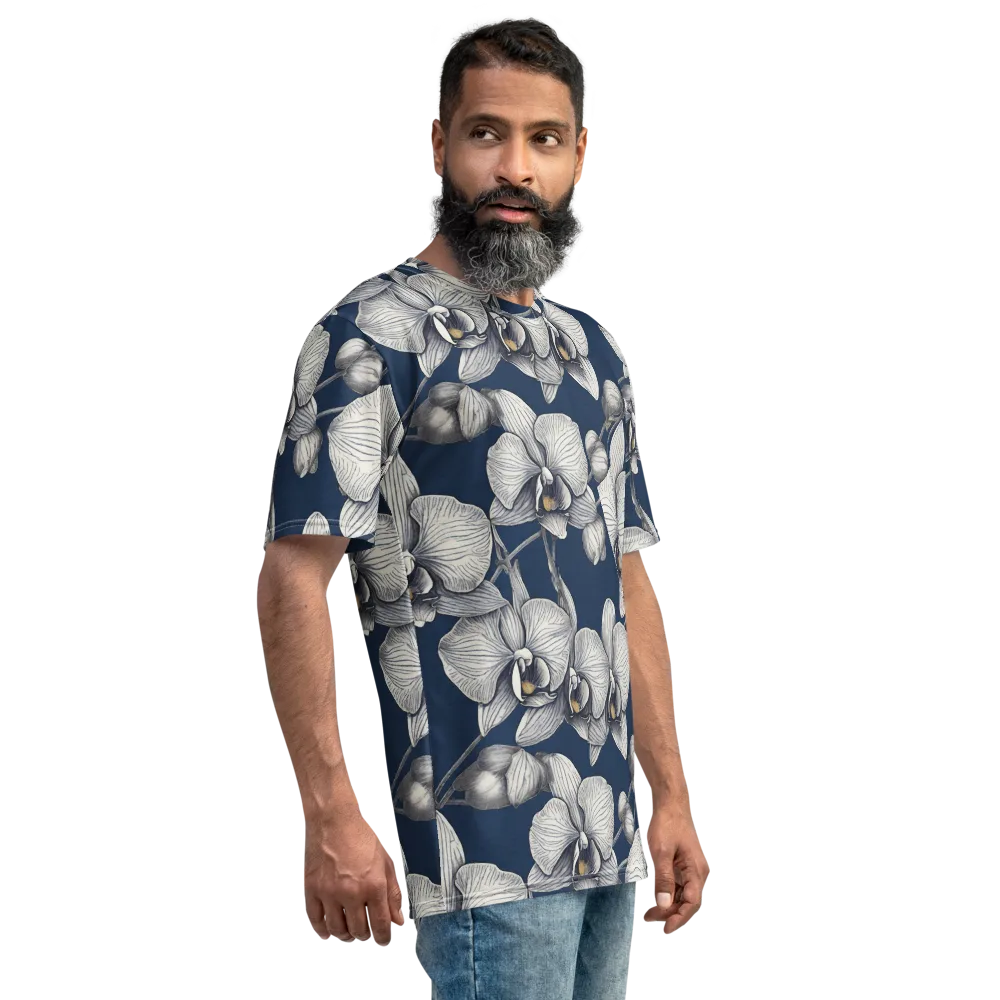 Moonlit Phalaenopsis on Men's Crew Neck T-Shirt — Right