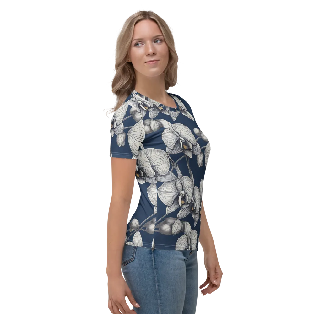 Moonlit Phalaenopsis on Women's Crew Neck T-Shirt — Right
