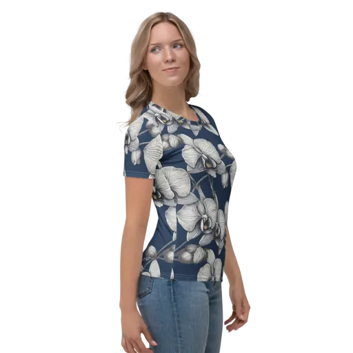 Moonlit Phalaenopsis on a Women's Crew Neck T-Shirt
