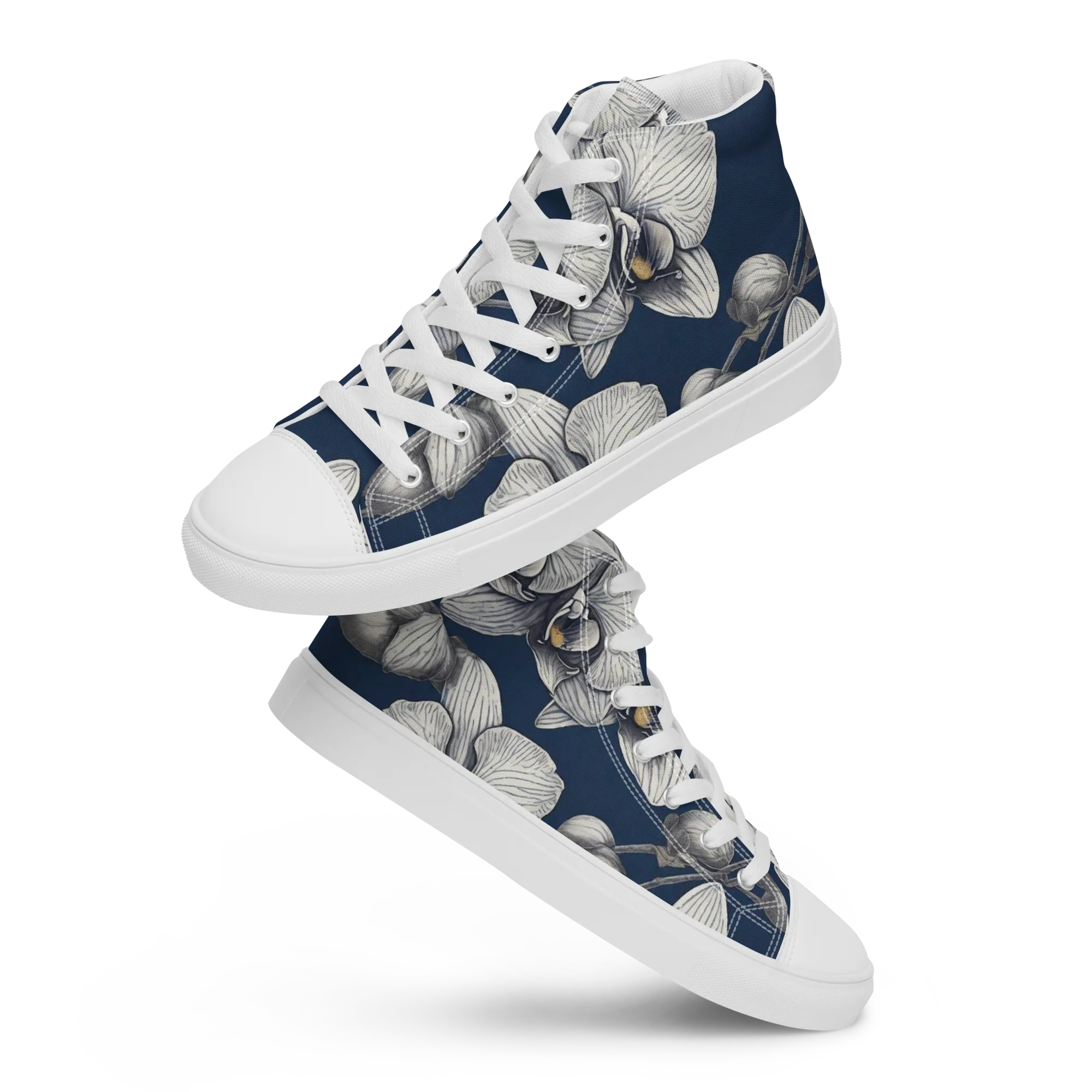Moonlit Phalaenopsis on Women's High Top Canvas Shoes — Front