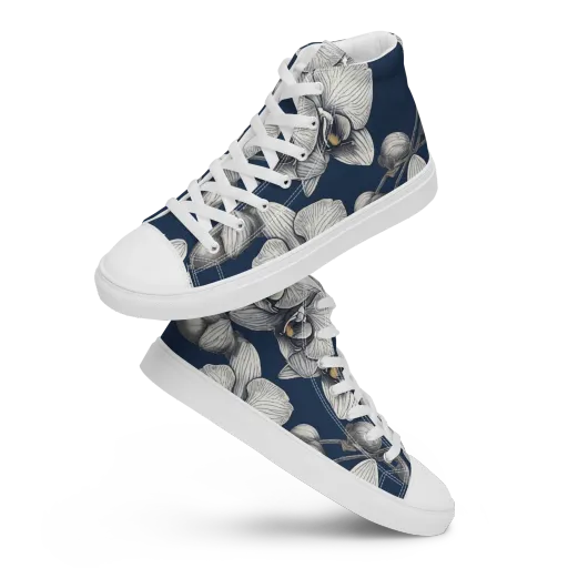 Moonlit Phalaenopsis on a Women's High Top Canvas Shoes