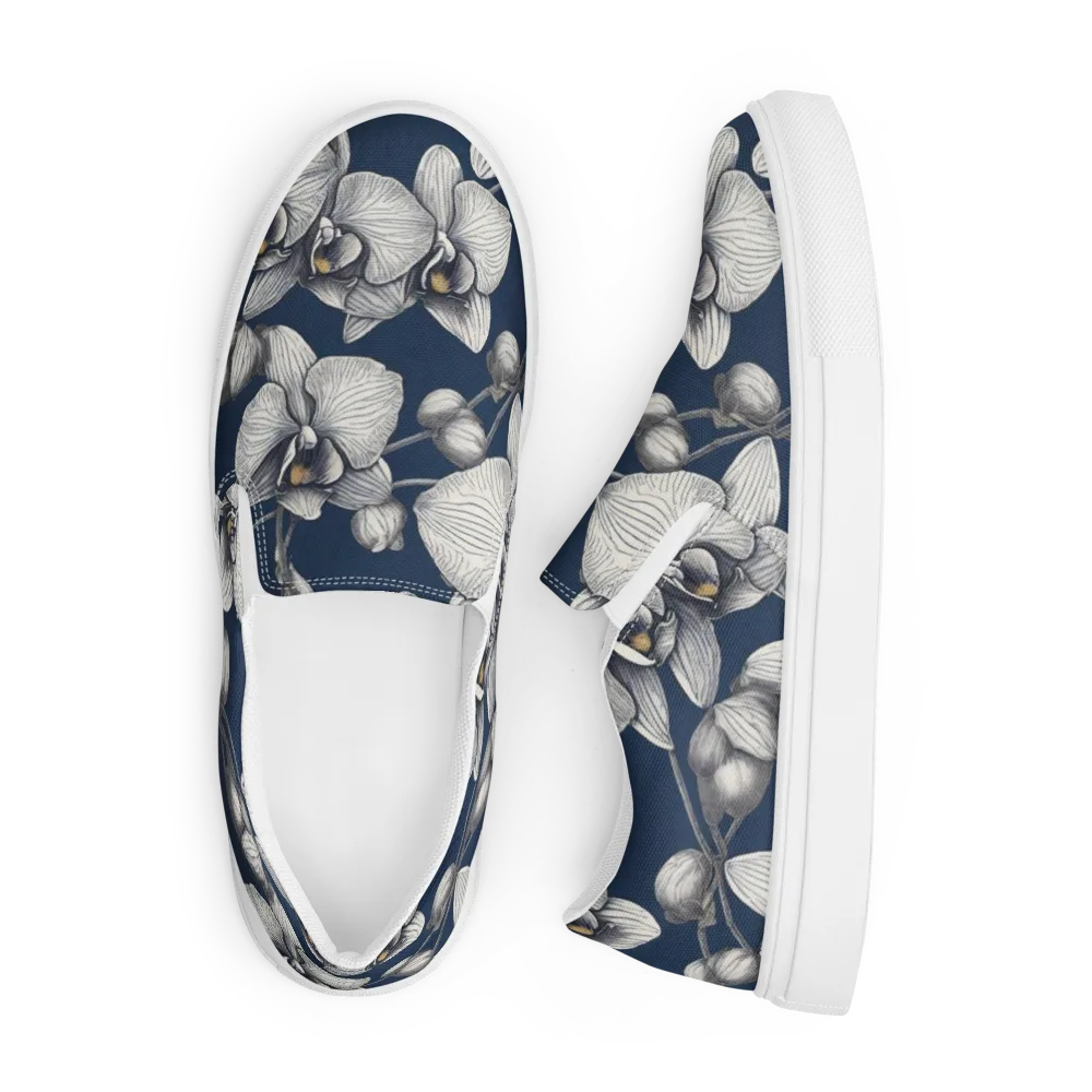 Moonlit Phalaenopsis on Men's Slip-On Canvas Shoes — Front
