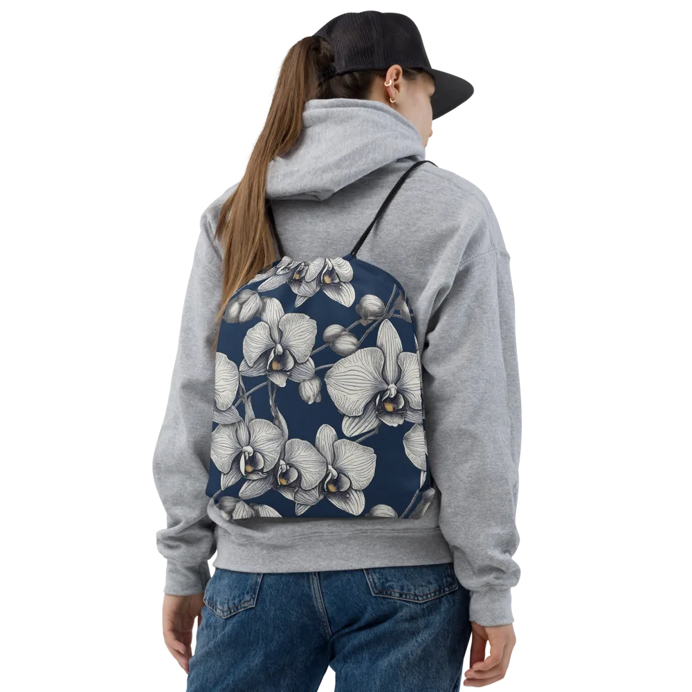 Moonlit Phalaenopsis on Drawstring Bag — Front