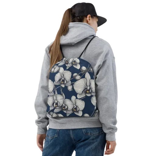 Moonlit Phalaenopsis on a Drawstring Bag