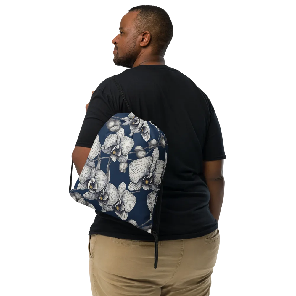 Moonlit Phalaenopsis on Drawstring Bag — Front