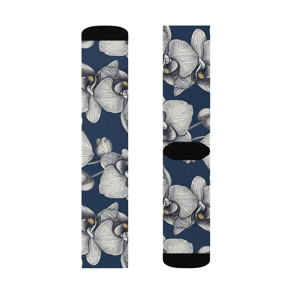Moonlit Phalaenopsis on Socks — Left Sock