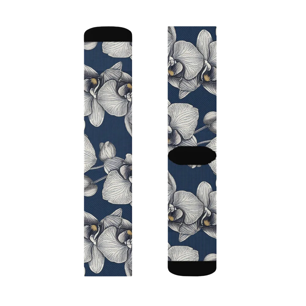 Moonlit Phalaenopsis on Socks — Right Sock
