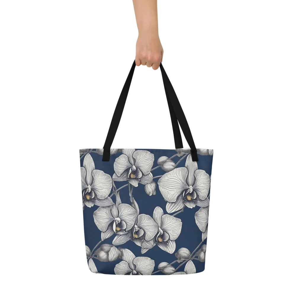 Moonlit Phalaenopsis on Large Tote Bag W/ Pocket — Front