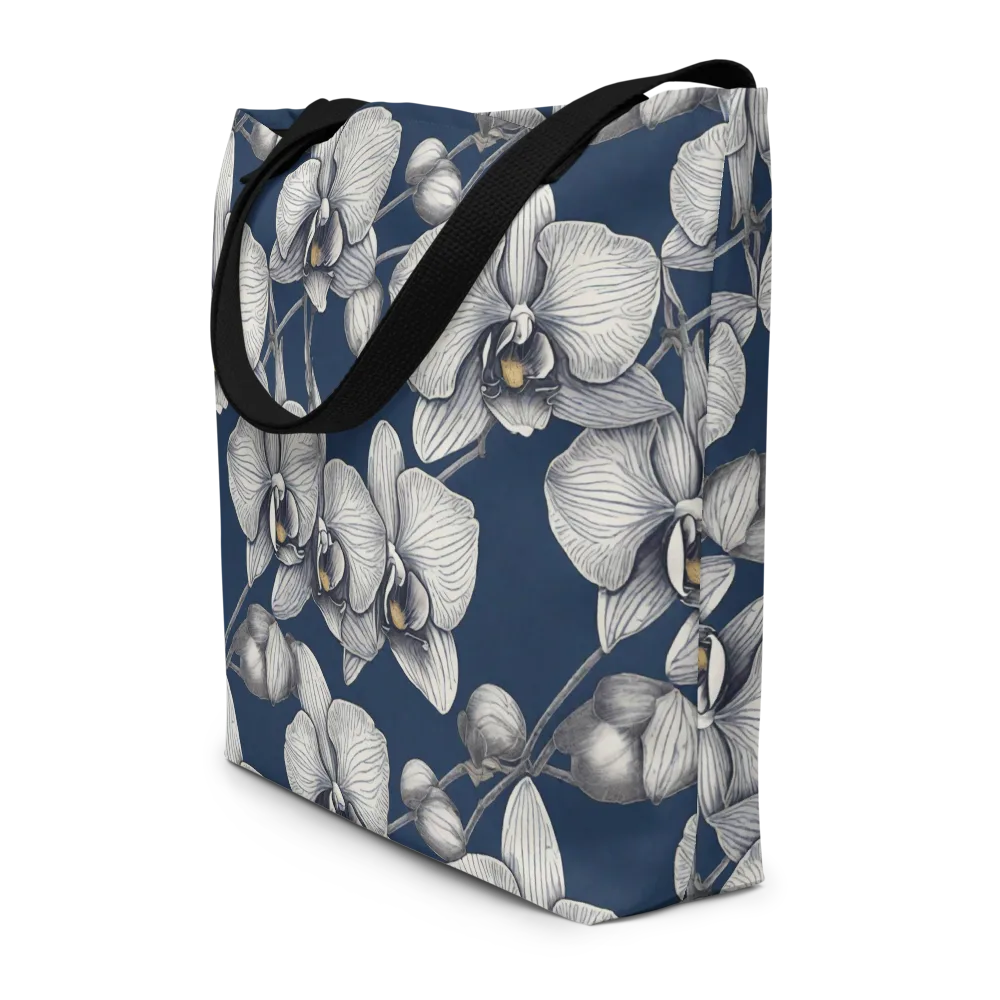Moonlit Phalaenopsis on Large Tote Bag W/ Pocket — Front