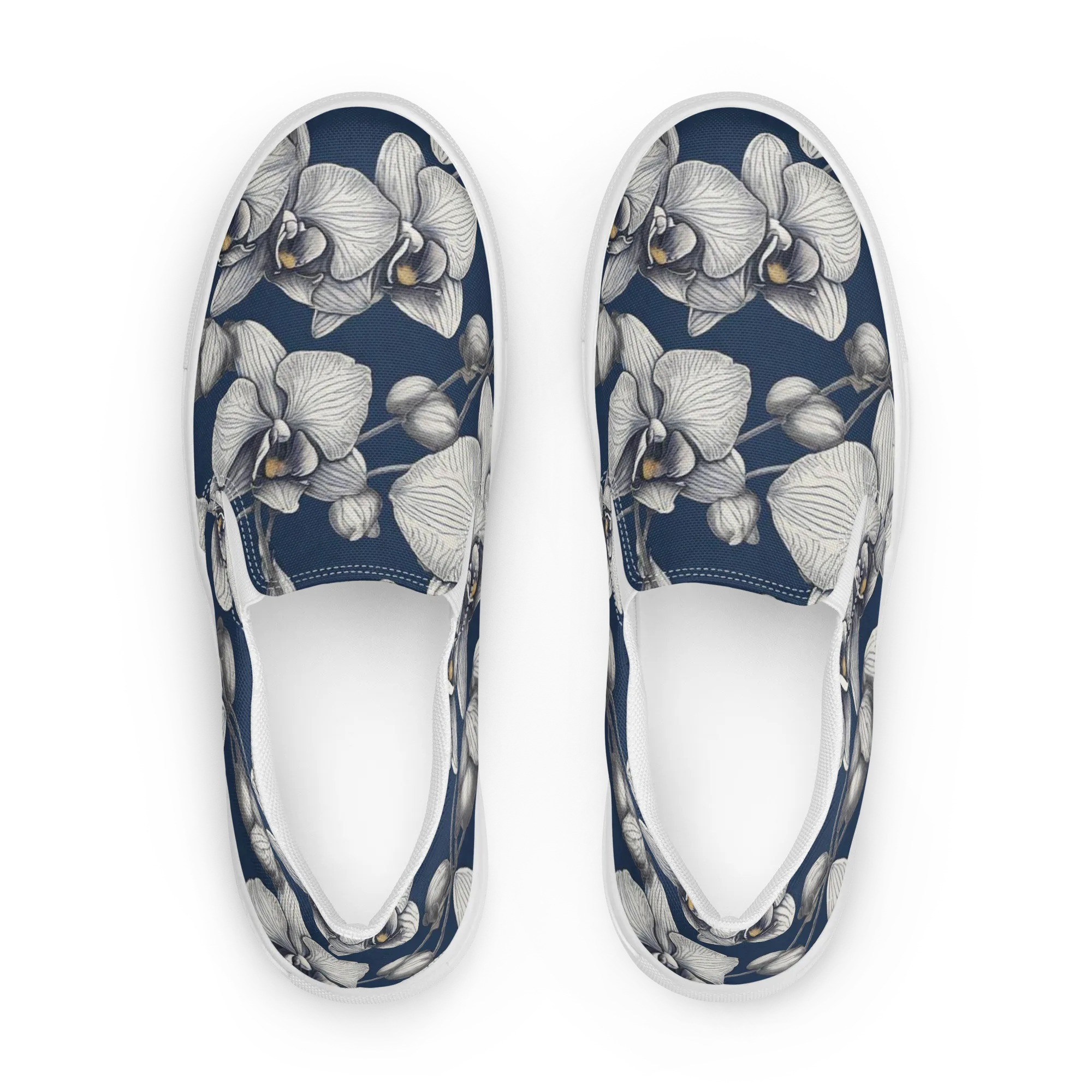 Moonlit Phalaenopsis on Women's Slip-On Canvas Shoes — Front