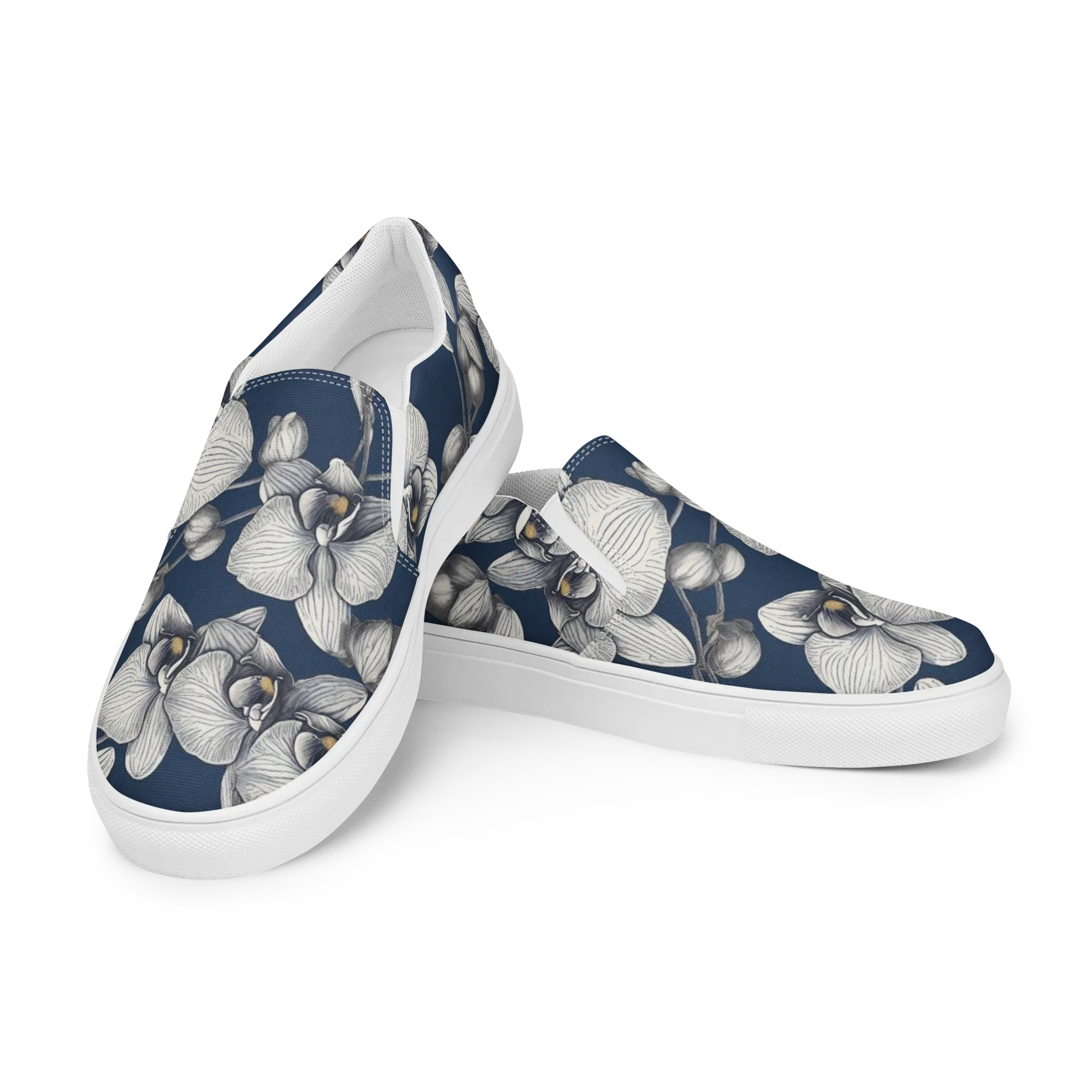 Moonlit Phalaenopsis on Women's Slip-On Canvas Shoes — Left Front