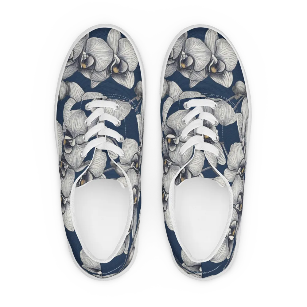 Moonlit Phalaenopsis on Men's Lace-Up Canvas Shoes — Front