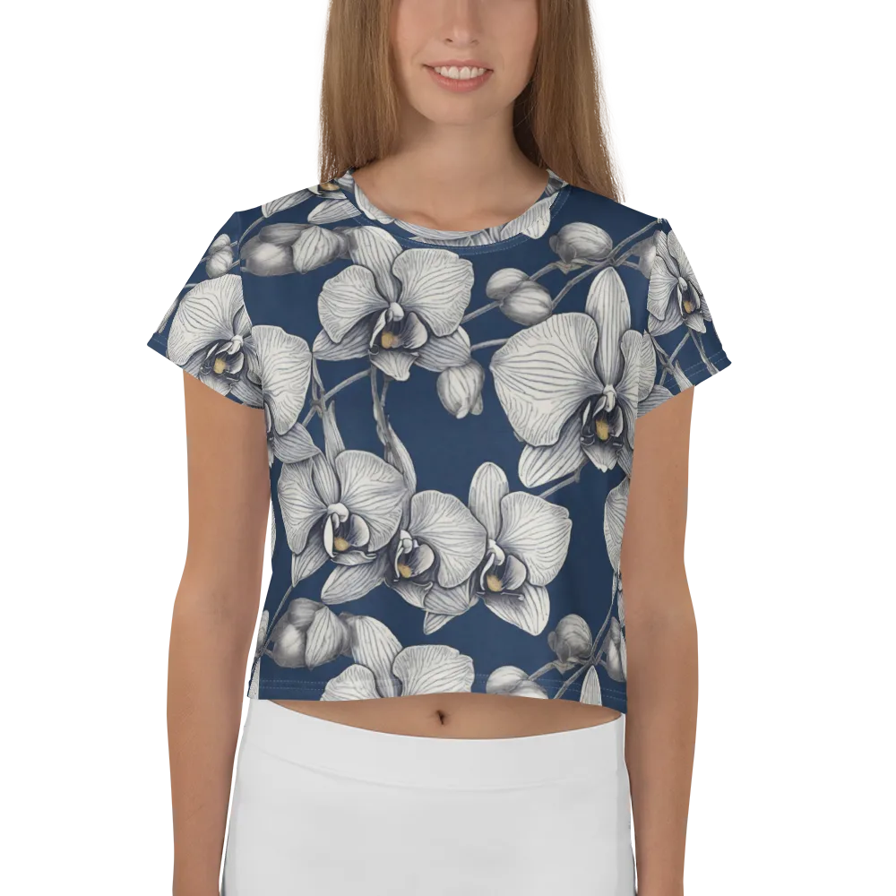 Moonlit Phalaenopsis on Crop Tee — Front
