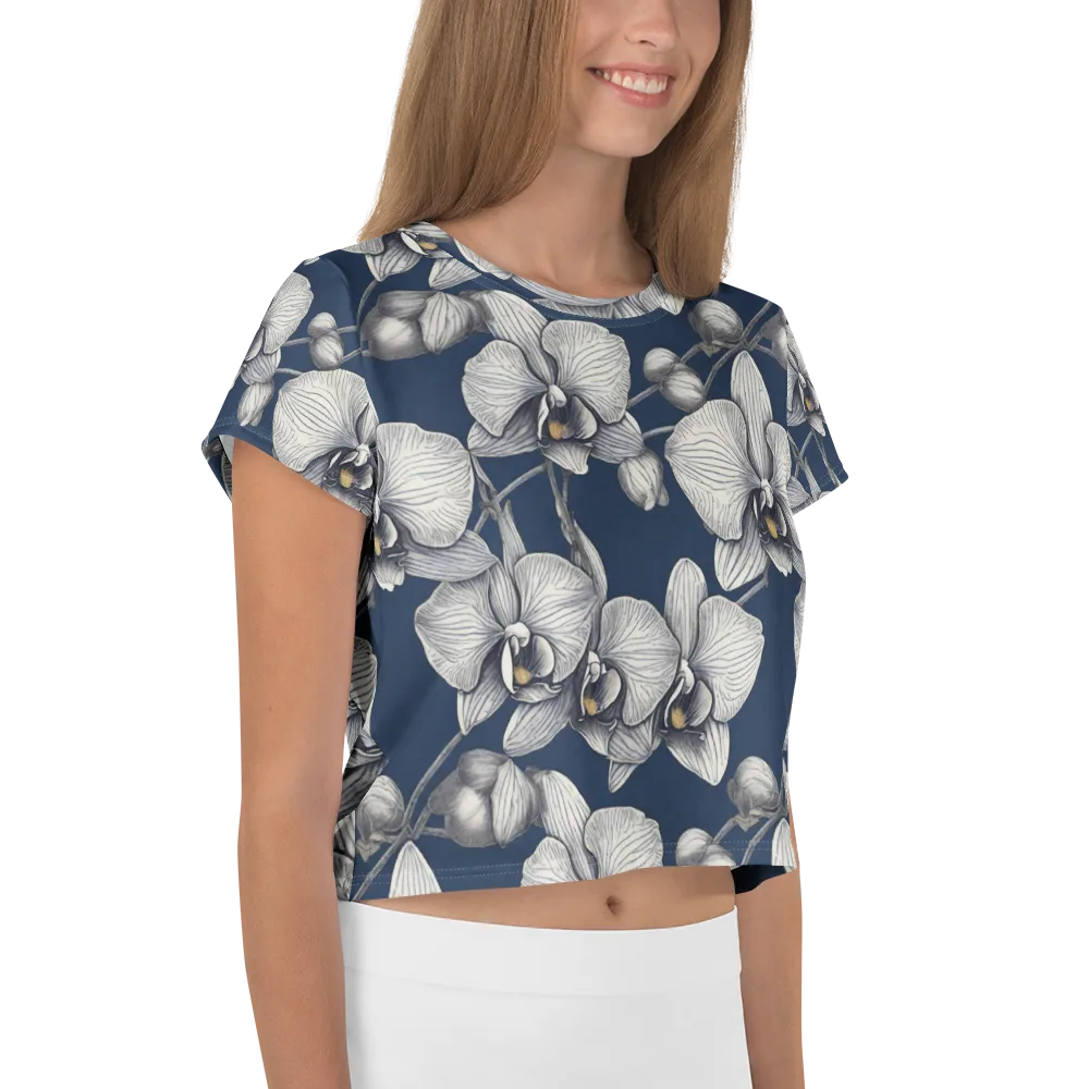Moonlit Phalaenopsis on Crop Tee — Right