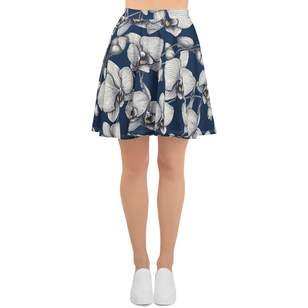 Moonlit Phalaenopsis on Skater Skirt — Front