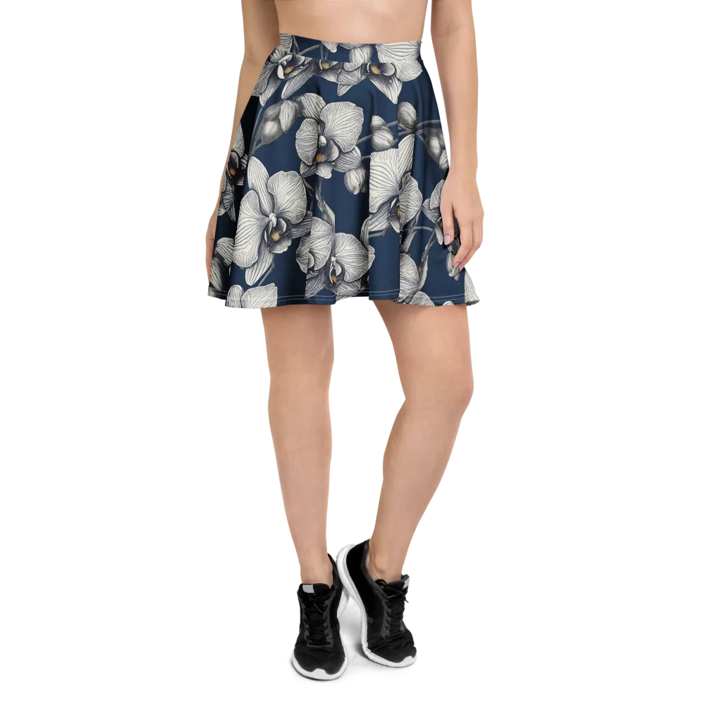 Moonlit Phalaenopsis on Skater Skirt — Front