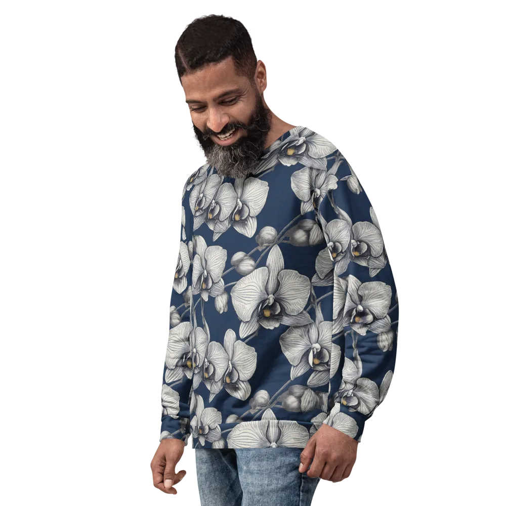Moonlit Phalaenopsis on Sweatshirt — Left Front