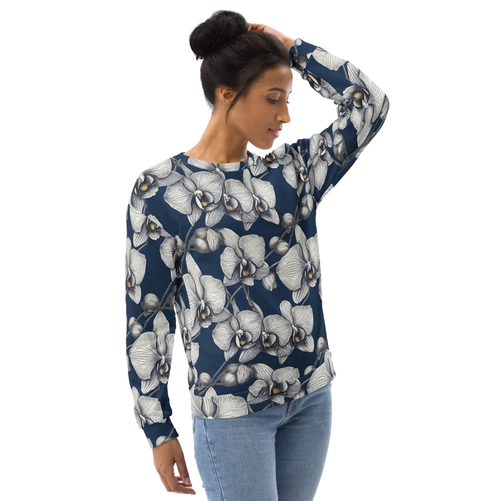 Moonlit Phalaenopsis on Sweatshirt — Right Front