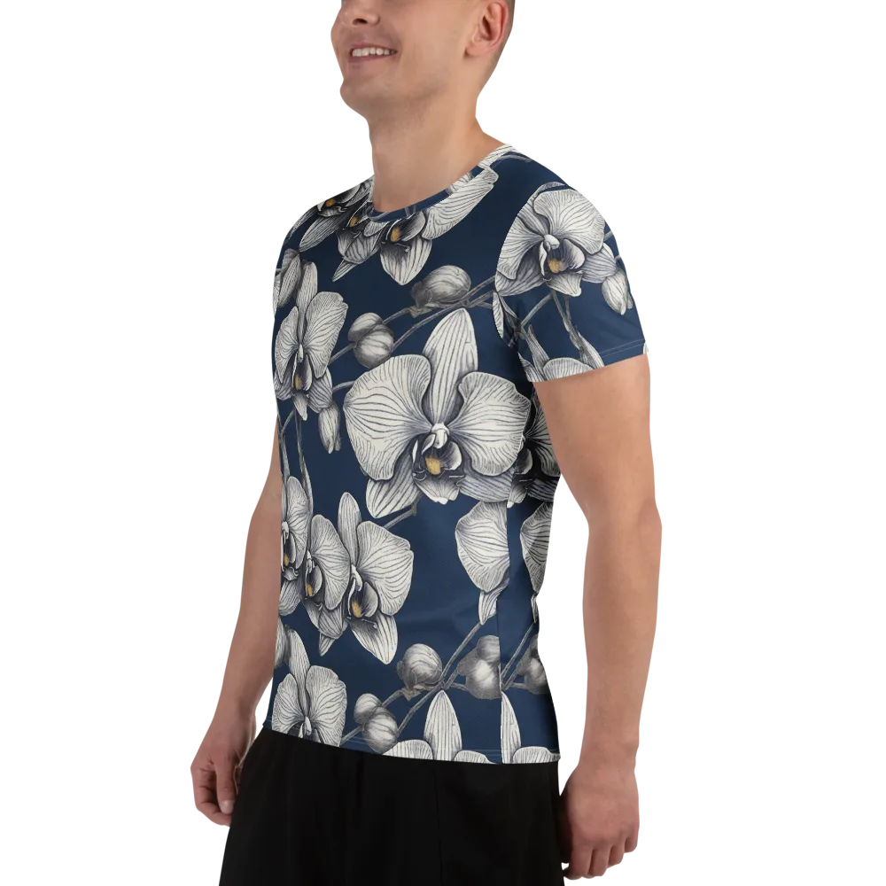 Moonlit Phalaenopsis on Men's Athletic T-Shirt — Left